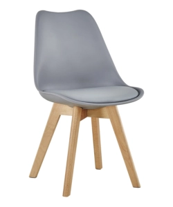 SEDIA DA PRANZO "LEILA" GRIGIO CON GAMBE IN LEGNO 6 PEZZI
