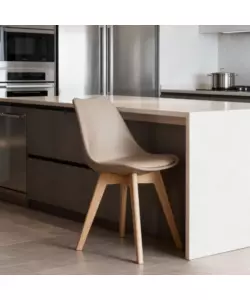 SEDIA DA PRANZO "LEILA" TORTORA CON GAMBE IN LEGNO 6 PEZZI