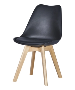 SEDIA DA PRANZO "LEILA" NERO CON GAMBE IN LEGNO 6 PEZZI