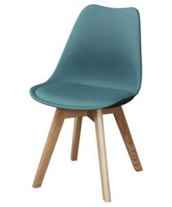 SEDIA DA PRANZO "LEILA" BLU OTTANIO CON GAMBE IN LEGNO 6 PEZZI