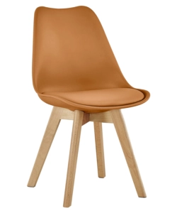 SEDIA DA PRANZO "LEILA" MATTONE CON GAMBE IN LEGNO 6 PEZZI