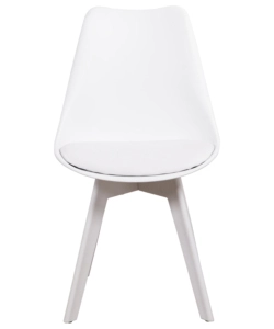 SEDIA DA PRANZO "KELLY" BIANCA CON GAMBE IN LEGNO IN TINTA 6 PEZZI