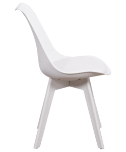 SEDIA DA PRANZO "KELLY" BIANCA CON GAMBE IN LEGNO IN TINTA 6 PEZZI