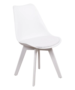 SEDIA DA PRANZO "KELLY" BIANCA CON GAMBE IN LEGNO IN TINTA 6 PEZZI