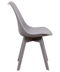SEDIA DA PRANZO "KELLY" GRIGIO CON GAMBE IN LEGNO IN TINTA 6 PEZZI