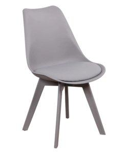 SEDIA DA PRANZO "KELLY" GRIGIO CON GAMBE IN LEGNO IN TINTA 6 PEZZI