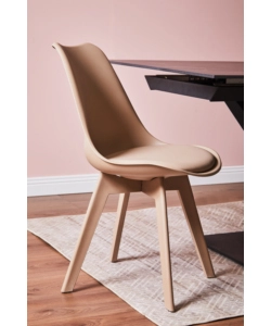 SEDIA DA PRANZO "KELLY" TORTORA CON GAMBE IN LEGNO IN TINTA 6 PEZZI