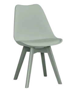 SEDIA DA PRANZO "KELLY" VERDE SALVIA CON GAMBE IN LEGNO IN TINTA 6 PEZZI