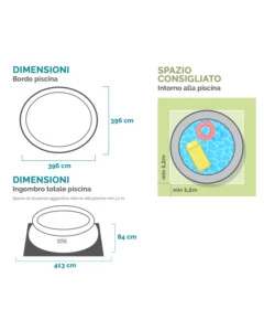 PISCINA GONFIABILE AUTOPORTANTE ROTONDA INTEX "EASY SET" 396X396X84 CM - COD. 28143NP