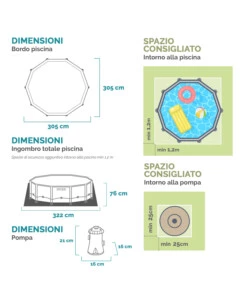PISCINA FUORI TERRA CON STRUTTURA ROTONDA INTEX "METAL FRAME" BLU 305X305X76 CM - COD. 28202NP