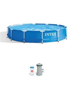 PISCINA FUORI TERRA CON STRUTTURA ROTONDA INTEX "METAL FRAME" BLU 366X366X76 CM - COD. 28212NP