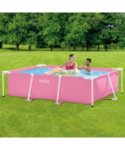PISCINA FUORI TERRA CON STRUTTURA RETTANGOLARE INTEX "RECTANGULAR FRAME" ROSA 220X150X60 CM - COD. 28266NP