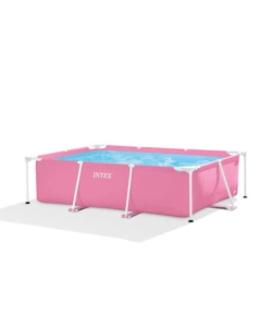 PISCINA FUORI TERRA CON STRUTTURA RETTANGOLARE INTEX "RECTANGULAR FRAME" ROSA 220X150X60 CM - COD. 28266NP