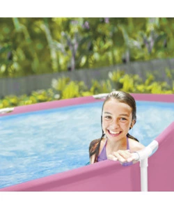 PISCINA FUORI TERRA CON STRUTTURA ROTONDA INTEX "METAL FRAME" ROSA 244X244X76 CM - COD. 28290NP