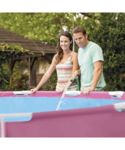 PISCINA FUORI TERRA CON STRUTTURA ROTONDA INTEX "METAL FRAME" ROSA 244X244X76 CM - COD. 28290NP