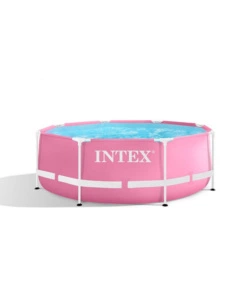 PISCINA FUORI TERRA CON STRUTTURA ROTONDA INTEX "METAL FRAME" ROSA 244X244X76 CM - COD. 28290NP