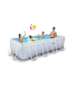 PISCINA FUORI TERRA CON STRUTTURA RETTANGOLARE INTEX "PRISMA FRAME CHEVRON" EFFETTO RIGATO BLU 400X200X100 CM - COD. 26780NP