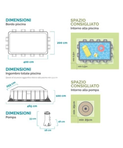 PISCINA FUORI TERRA CON STRUTTURA RETTANGOLARE INTEX "PRISMA FRAME CHEVRON" EFFETTO RIGATO BLU 400X200X100 CM - COD. 26780NP