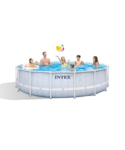 PISCINA FUORI TERRA CON STRUTTURA ROTONDA INTEX "PRISMA FRAME CHEVRON" EFFETTO RIGATO 488X488X122 CM - COD. 26746NP