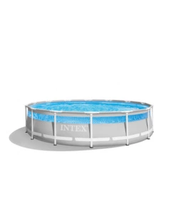 PISCINA FUORI TERRA CON STRUTTURA ROTONDA INTEX "PRISMA FRAME CLEARVIEW" GRIGIO CHIARO 427X427X107 CM - COD. 26722NP