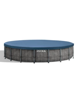 PISCINA FUORI TERRA CON STRUTTURA ROTONDA INTEX "PRISMA FRAME GREYWOOD" EFFETTO LEGNO ANTRACITE 549X549X122 CM - COD. 26744NP
