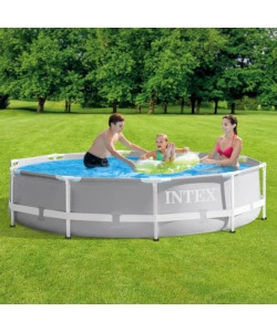 PISCINA FUORI TERRA CON STRUTTURA ROTONDA INTEX "PRISMA FRAME" GRIGIO CHIARO 305X305X76 - COD. 26700NP