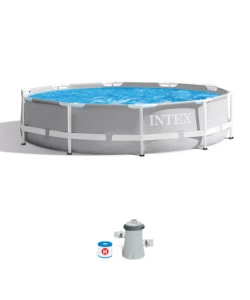 PISCINA FUORI TERRA CON STRUTTURA ROTONDA INTEX "PRISMA FRAME" GRIOGIO CHIARO 305X305X76 CM - COD. 26702NP