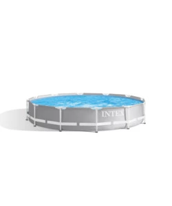 PISCINA FUORI TERRA CON STRUTTURA ROTONDA INTEX "PRISMA FRAME" GRIGIO CHIARO 366X366X76 CM - COD. 26712NP
