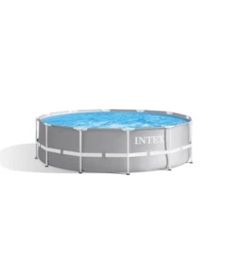 PISCINA FUORI TERRA CON STRUTTURA ROTONDA INTEX "PRISMA FRAME" GRIGIO CHIARO 366X366X99 CM - COD. 26716NP