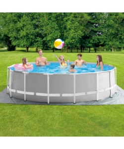 PISCINA FUORI TERRA CON STRUTTURA ROTONDA INTEX "PRISMA FRAME" GRIGIO CHIARO 457X457X122 CM - COD. 26726NP