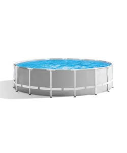 PISCINA FUORI TERRA CON STRUTTURA ROTONDA INTEX "PRISMA FRAME" GRIGIO CHIARO 457X457X122 CM - COD. 26726NP