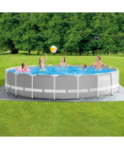 PISCINA FUORI TERRA CON STRUTTURA ROTONDA INTEX "PRISMA FRAME" GRIGIO CHIARO 549X549X122 CM - COD. 26732NP