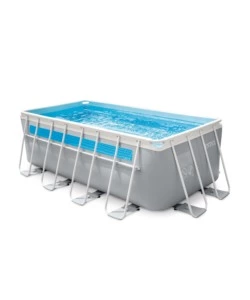 PISCINA FUORI TERRA CON STRUTTURA RETTANGOLARE INTEX "PRISMA FRAME CLEARVIEW" GRIGIO CHIARO 400X200X122 CM - COD. 26770NP