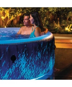 PISCINA IDROMASSAGGIO GONFIABILE INTEX "PURESPA BUBBLE GLOW DELUXE" NERO E BIANCO 4 PERSONE 196X196X71 CM - COD. 28494NP