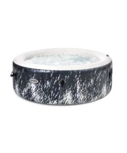 PISCINA IDROMASSAGGIO GONFIABILE INTEX "PURESPA BUBBLE GLOW DELUXE" NERO E BIANCO 4 PERSONE 196X196X71 CM - COD. 28494NP