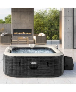 PISCINA IDROMASSAGGIO GONFIABILE INTEX "GREYSTONE DELUXE" GRIGIO EFFETTO PIETRA 6 POSTI 196X196X71 CM - COD. 28452NP