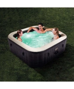 PISCINA IDROMASSAGGIO GONFIABILE INTEX "GREYSTONE DELUXE" GRIGIO EFFETTO PIETRA 6 POSTI 196X196X71 CM - COD. 28452NP