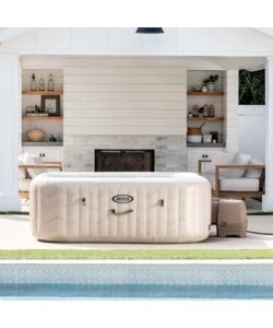 PISCINA IDROMASSAGGIO GONFIABILE INTEX "CHEVRON DELUXE" MARRONE EFFETTO RIGATO 6 PERSONE 196X196X71 CM - COD. 28472NP