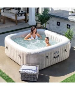 PISCINA IDROMASSAGGIO GONFIABILE INTEX "CHEVRON DELUXE" MARRONE EFFETTO RIGATO 6 PERSONE 196X196X71 CM - COD. 28472NP