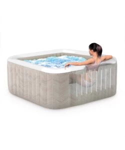 PISCINA IDROMASSAGGIO GONFIABILE INTEX "CHEVRON DELUXE" MARRONE EFFETTO RIGATO 6 PERSONE 196X196X71 CM - COD. 28472NP