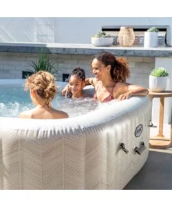 PISCINA IDROMASSAGGIO GONFIABILE INTEX "CHEVRON DELUXE" MARRONE EFFETTO RIGATO 6 PERSONE 196X196X71 CM - COD. 28472NP