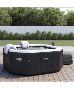 PISCINA IDROMASSAGGIO GONFIABILE INTEX "PURE SPA JET BUBBLE DELUXE" NERO 6 PERSONE 211X211X71 CM - COD. 28462