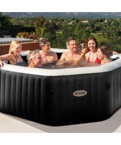 PISCINA IDROMASSAGGIO GONFIABILE INTEX "PURE SPA JET BUBBLE DELUXE" NERO 6 PERSONE 211X211X71 CM - COD. 28462