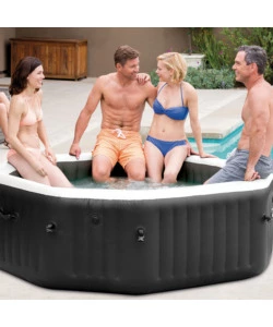 PISCINA IDROMASSAGGIO GONFIABILE INTEX "PURE SPA JET BUBBLE DELUXE" NERO 4 PERSONE 180X180X71 CM - COD. 28458