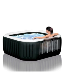 PISCINA IDROMASSAGGIO GONFIABILE INTEX "PURE SPA JET BUBBLE DELUXE" NERO 4 PERSONE 180X180X71 CM - COD. 28458