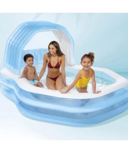 PISCINA GONFIABILE INTEX "SWIM CENTER FAMILY SUNSHADE" CON TETTOTIA PARASOLE 229X191X135 CM - COD. 57186NP
