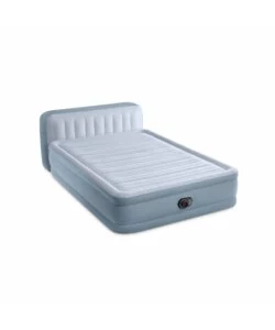 MATERASSO MATRIMONIALE GONFIABILE INTEX "PLUSH HEADBOARD" AZZURRO CON POGGIATESTA 152X203X86 CM - COD. 64450ND
