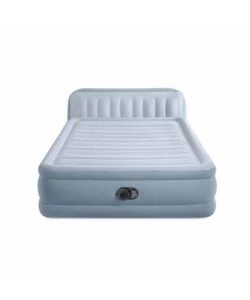 MATERASSO MATRIMONIALE GONFIABILE INTEX "PLUSH HEADBOARD" AZZURRO CON POGGIATESTA 152X203X86 CM - COD. 64450ND
