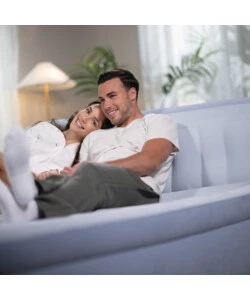 MATERASSO MATRIMONIALE GONFIABILE INTEX "PLUSH HEADBOARD" AZZURRO CON POGGIATESTA 152X203X86 CM - COD. 64450ND