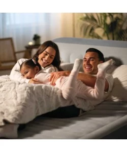 MATERASSO MATRIMONIALE GONFIABILE INTEX "PLUSH HEADBOARD" AZZURRO CON POGGIATESTA 152X203X86 CM - COD. 64450ND